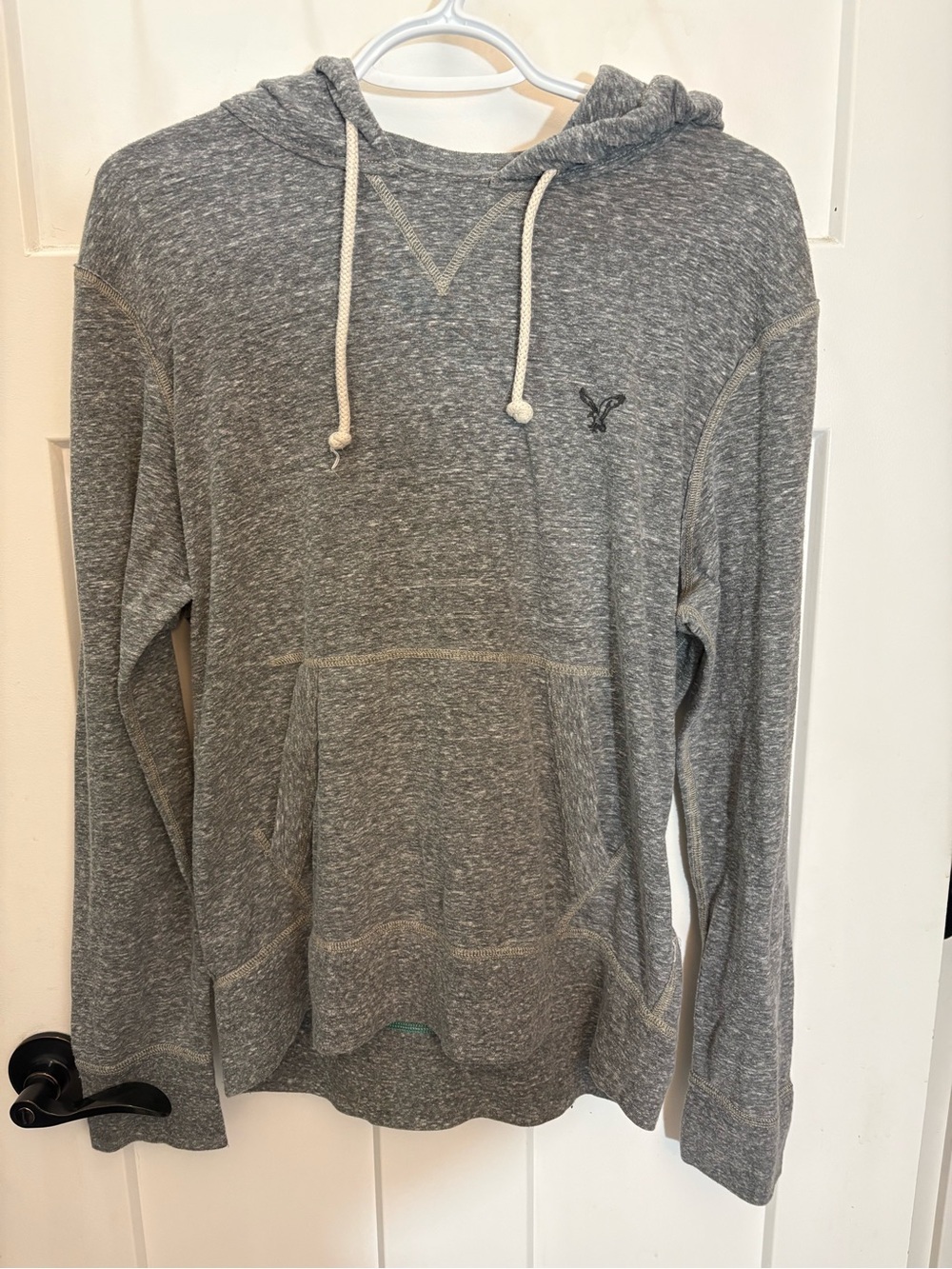 American Eagle Women’s Gray Hooded Pullover Sweatshirt - Soft Heathered Hoodie